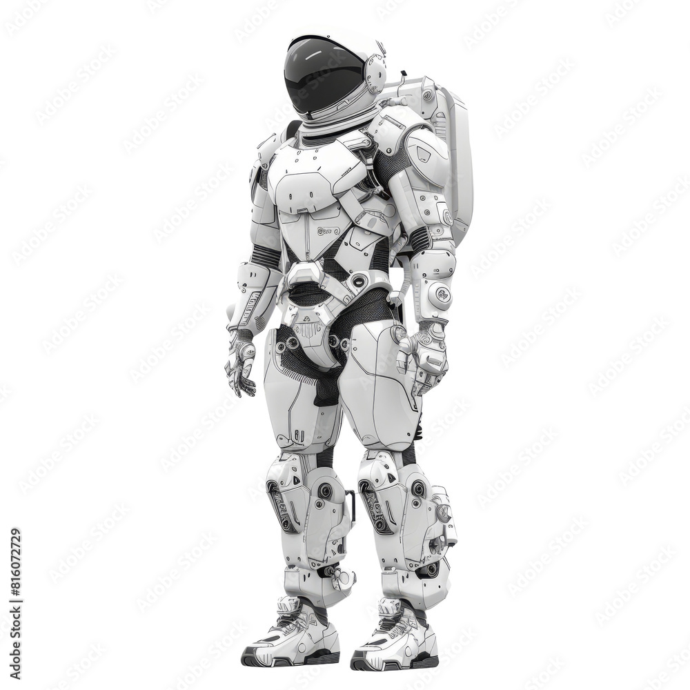 astro-tourist in futuristic gear, white background astro-tourist in futuristic gear, white background
