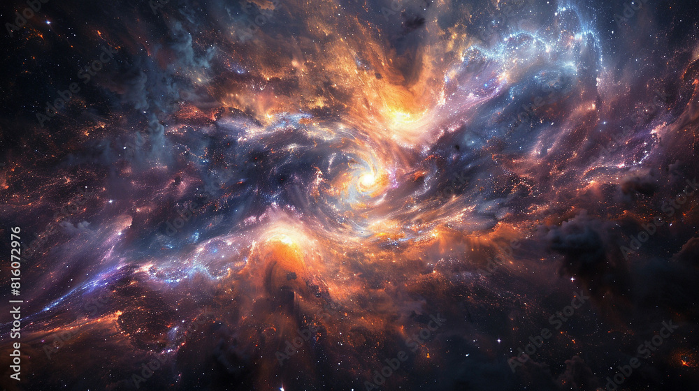 Fototapeta premium Cosmic Splendor Interstellar Impression of a Distant Galaxy, Unveiling the Majesty of the Universe