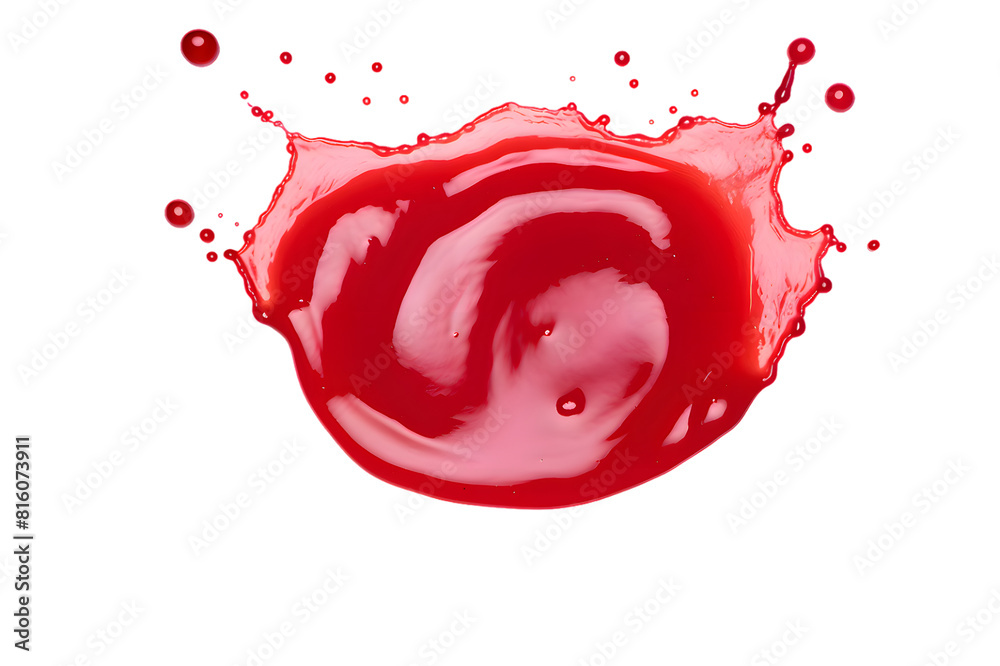 Red drops and splashes of ketchup or sauce isolated on transparent background Red drops and splashes of ketchup or sauce isolated on transparent background
