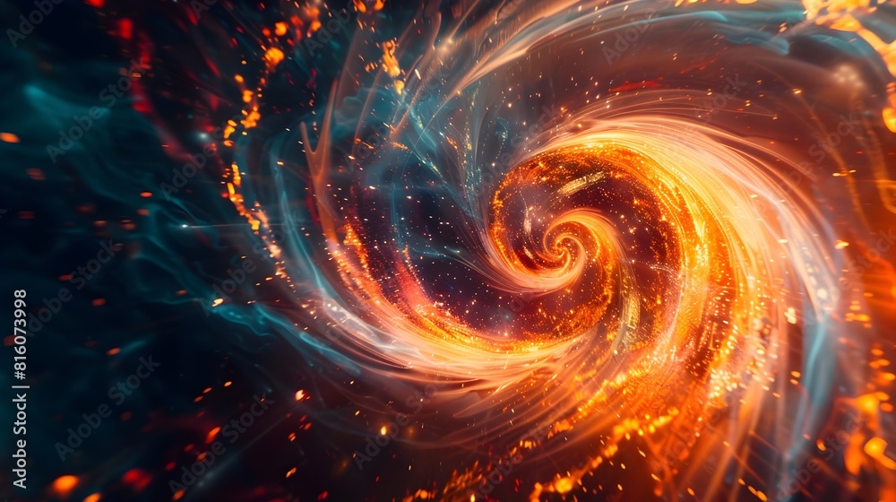 Obraz premium Cosmic Swirling Vortex of MultiColored Energy Wave Sweeping Through Space