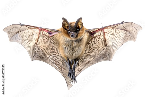 Bat flying with extended wings and long tail photo