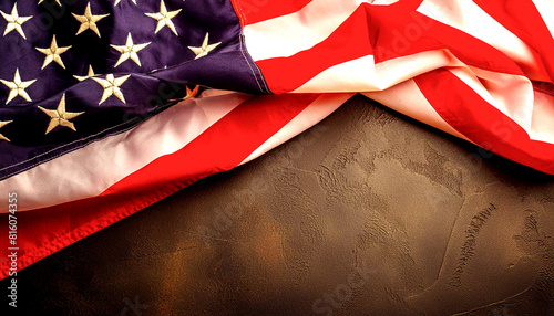 American flag of the United States of America background with copy space for text. Concept for Independence Day, Fourth of July, American Flag Day, President's Day, Veterans Day photo
