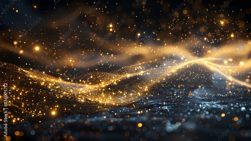Abstract gold and black background with glowing lights Abstract gold and black background with glowing lights