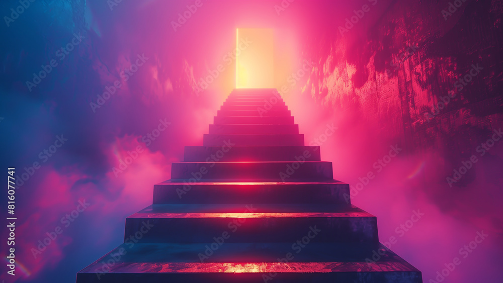 A staircase leading towards a brighter light source A staircase leading towards a brighter light source