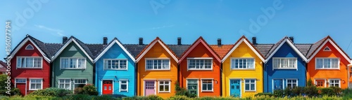 Neighborhood of colorful houses. © grigoryepremyan
