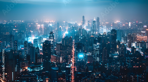 Wallpaper Mural Night Time Cityscape Clear Sky Building City Structure Concept : Generative AI Torontodigital.ca