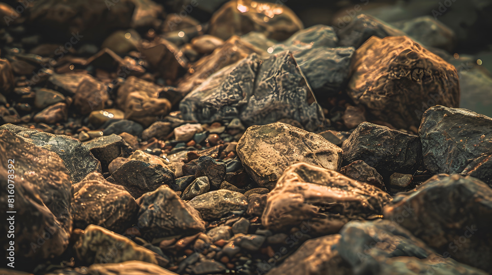 cute dry river shore boulders texture  abstract photo background : Generative AI