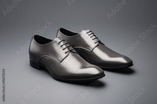 men classic shoes on gray background