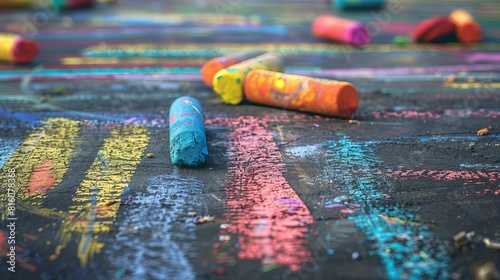 chalk on the ground  photo