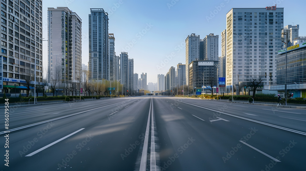 empty highway with cityscape of chongqingChina : Generative AI