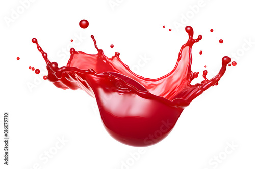 Red drops and splashes of ketchup or sauce isolated on transparent background