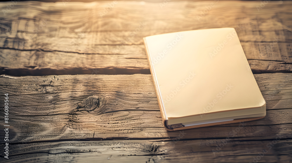 Note book on a wooden background Copy space : Generative AI Note book on a wooden background Copy space : Generative AI