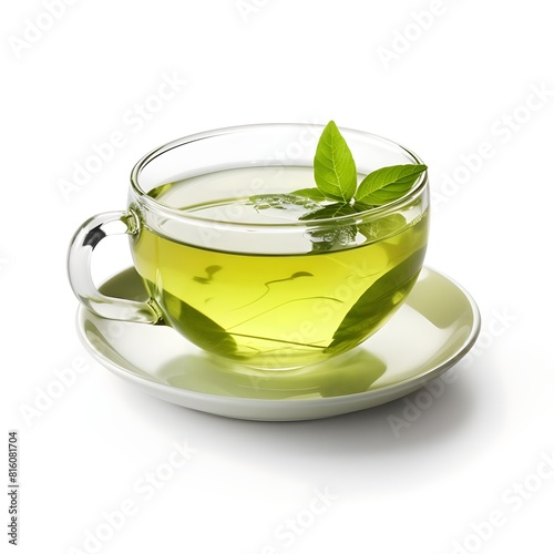 cup of green tea with mint Generative AI