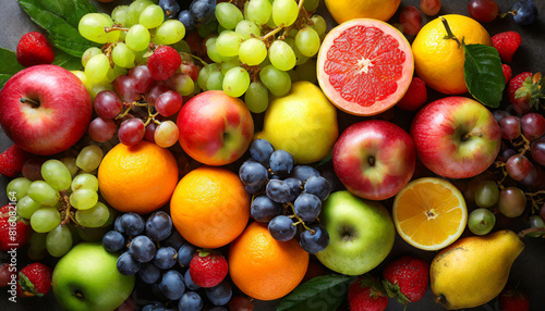 fruits on a table topview background