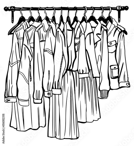 Clothes Wardrobe Handmade Line Drawing