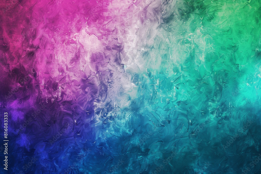 Gradients of green, blue, purple, pink blend smoothly with a bright, glowing light. rough abstract background grunge texture