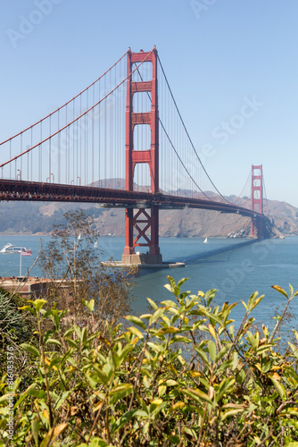 the unique and world famous Golden Gate Bridge at a clear sky sunny morning in san francisco © A.N.Foto