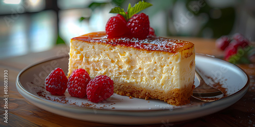Decadent Delight: Creamy Cheesecake with Fresh Raspberries