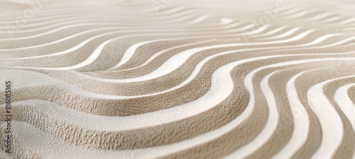 Ripples on white sand background, Japanese garden serenity and spirituality 