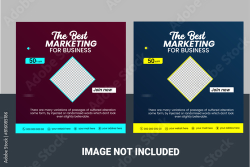business social media post banner template
Set of Webinar Social Media post template. Modern banner with abstract gradient blue background. Vector design with place for the photo. Suitable for social 