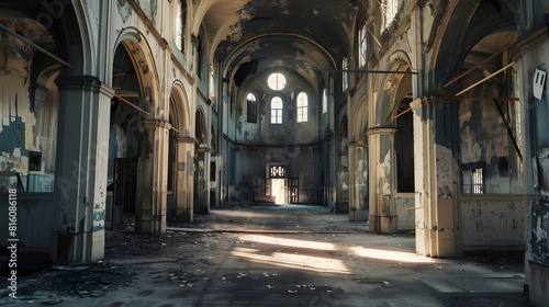 hall of the abandoned church   Generative AI
