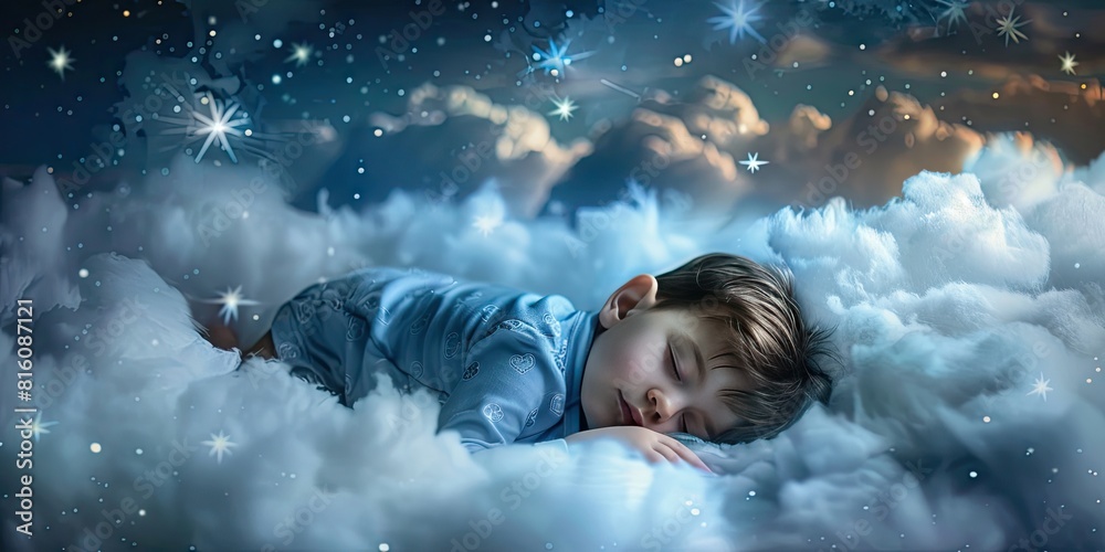 Dreaming Among the Stars: Boy Sleeping on Clouds Dreaming Among the Stars: Boy Sleeping on Clouds