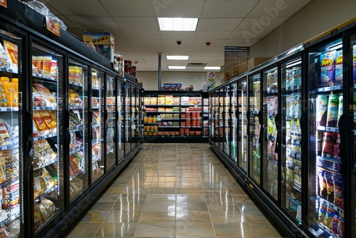 Modern Grocery Store Refrigerated Aisle © Sandris
