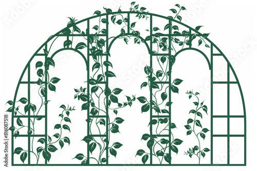 vector illustration of a garden trellis with plants
