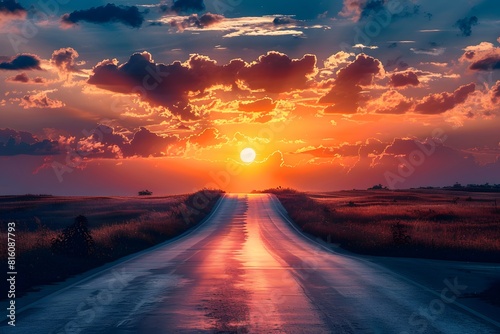 A road close up at sunset