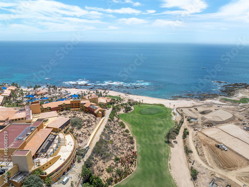 Aerial view of luxury golf course on the pacific ocean in Los Cabos  Cabo San Jose  Mexico