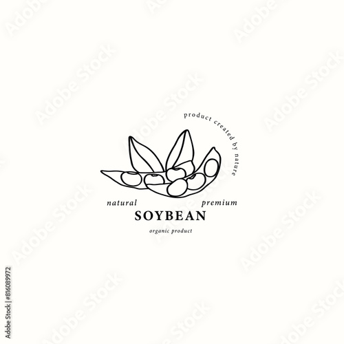 Line art soybeans with leaves logo