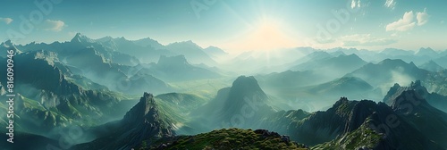 Mountains scapes and peaks realistic nature and landscape photo