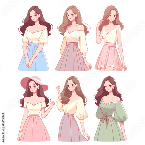 set of women flat illustrations 