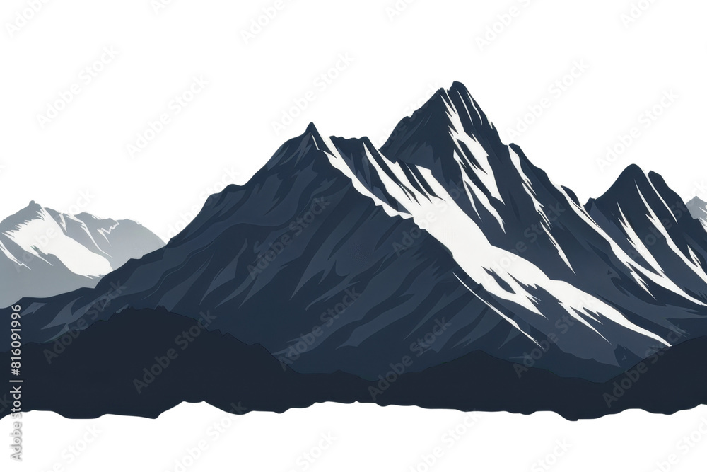 Fototapeta premium snow-capped mountains in the distance with a dark blue sky.