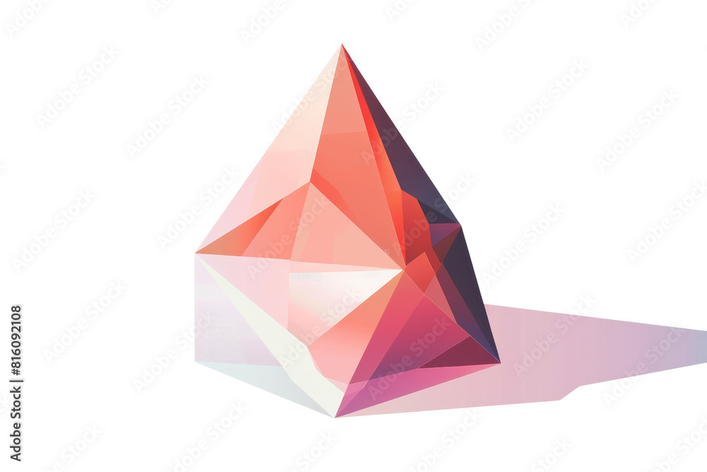 A glowing pink crystal on a reflective surface. A glowing pink crystal on a reflective surface.