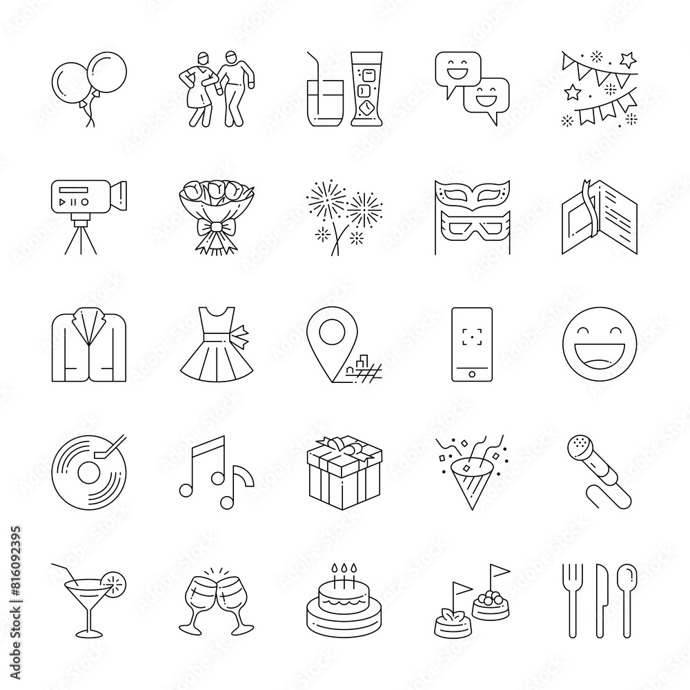 Party icons, vector illustration. Party icons, vector illustration.