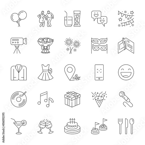 Party icons, vector illustration.