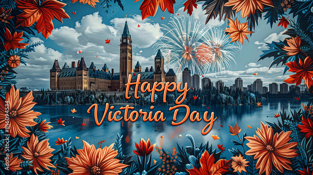 Celebration background for Victoria Day in Canada, Lettering for