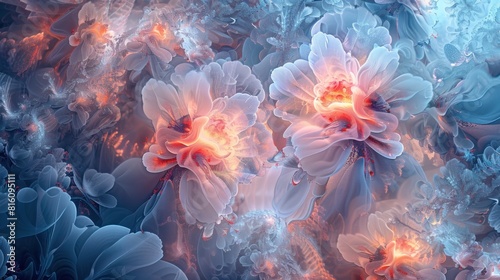 The fractal patterns, the delicate beauty of flowers, creating a surreal and captivating visual experience © DreamPointArt