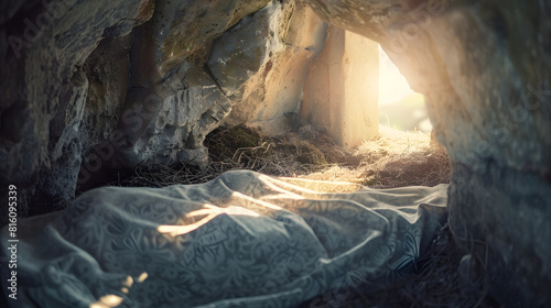 Empty Tomb Details of Jesus Christs Resurrection  Surrealism Background  Easter Day   Generative AI