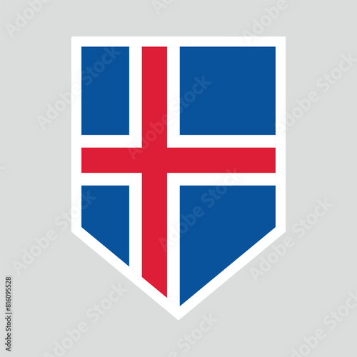 Iceland Flag in Shield Shape Frame