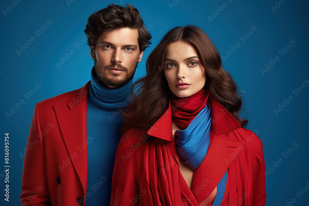 Young man and woman wearing stylish cloth Young man and woman wearing stylish cloth