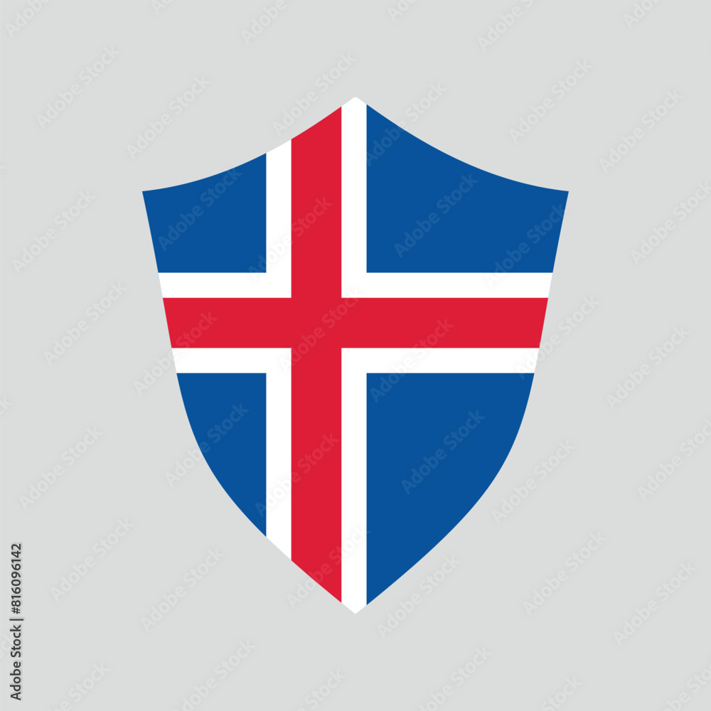 Obraz premium Iceland Flag in Shield Shape Frame