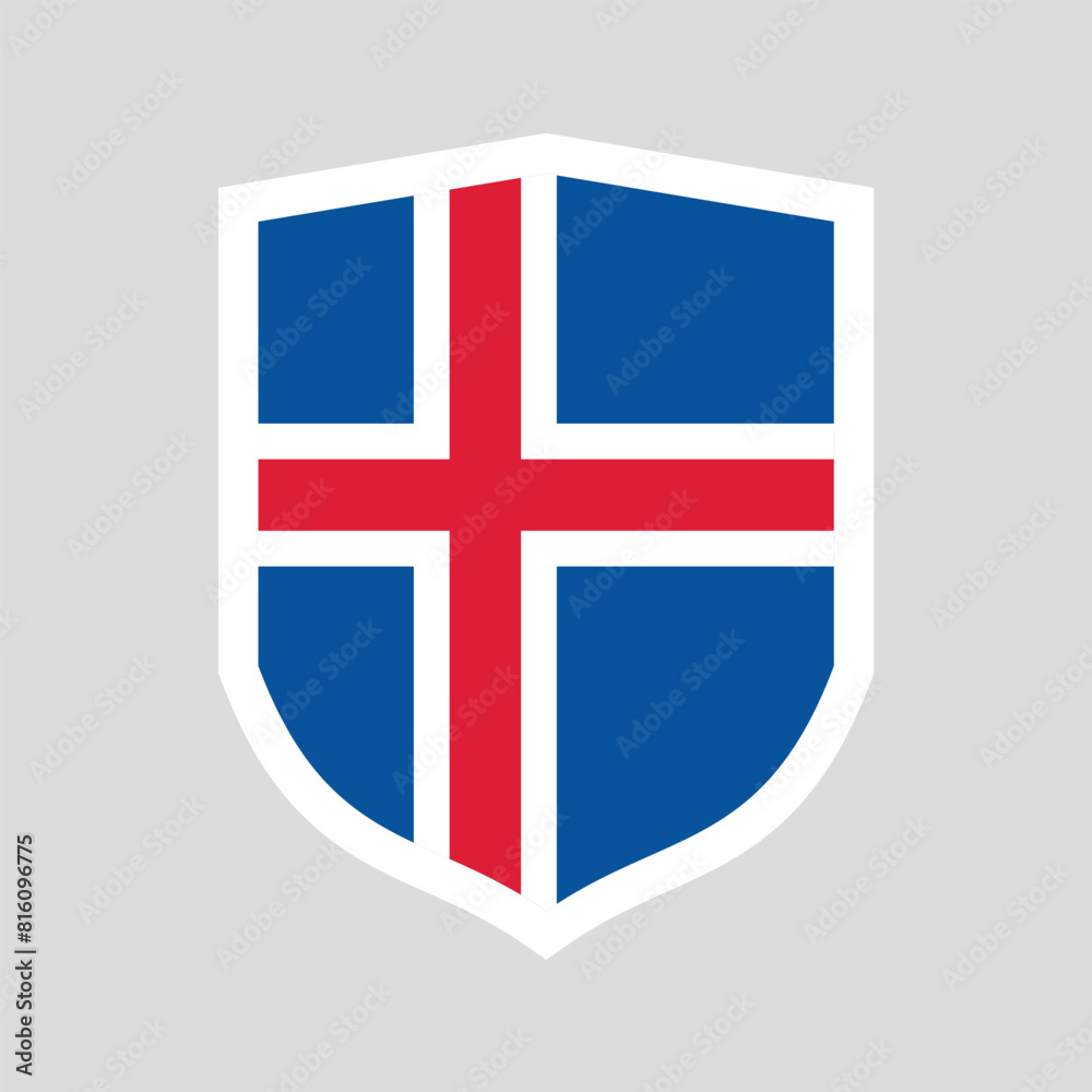 Obraz premium Iceland Flag in Shield Shape Frame