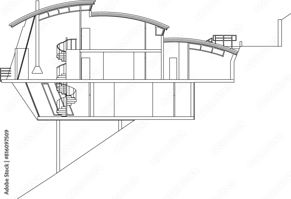 Vector illustration sketch of architectural technical drawing design ...