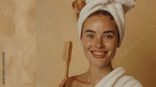 Woman with a Bamboo Toothbrush photo