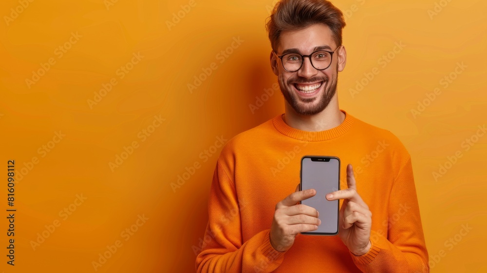 Man Presenting Smartphone Screen Man Presenting Smartphone Screen