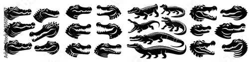 vector set of crocodile silhouettes