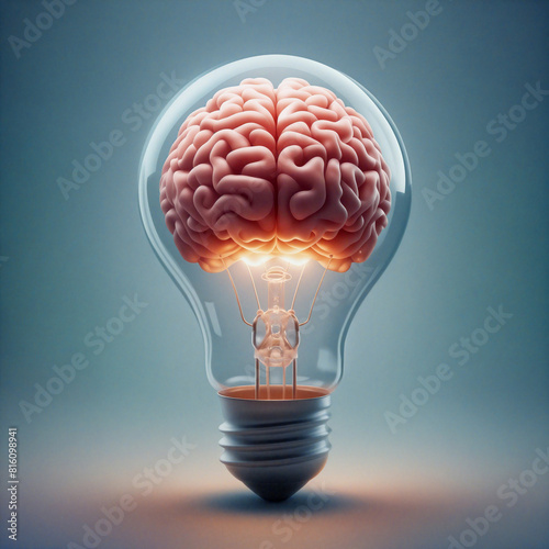 Stylized Brain in Bulb with Skull Filament Concept Isolated background