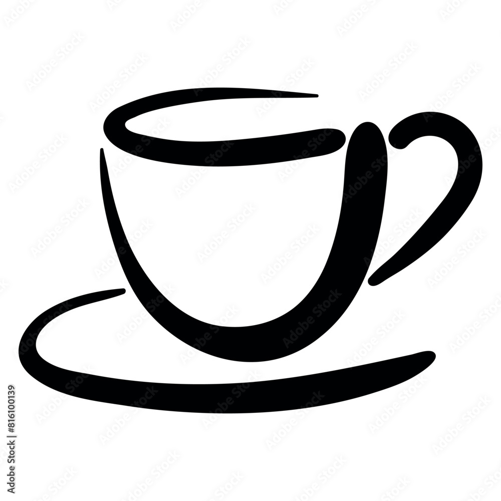 Vector Stylized Illustration of Cup and Saucer Vector Stylized Illustration of Cup and Saucer